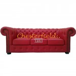 Chesterfield Classic pohovka pre 3 osoby červená K55