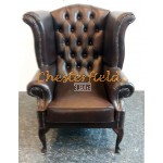 Kreslo-ušiak Chesterfield Queen Antik hnedá