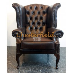 Kreslo-ušiak Chesterfield Queen Antik hnedá