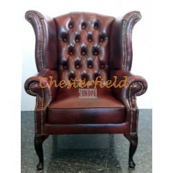 Kreslo-ušiak Chesterfield Queen Antik bordová 