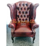 Kreslo-ušiak Chesterfield Queen Antik bordová 