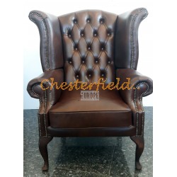 Kreslo-ušiak Chesterfield Queen Antik stredne hnedá