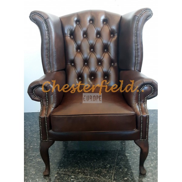 Kreslo-ušiak Chesterfield Queen Antik stredne hnedá