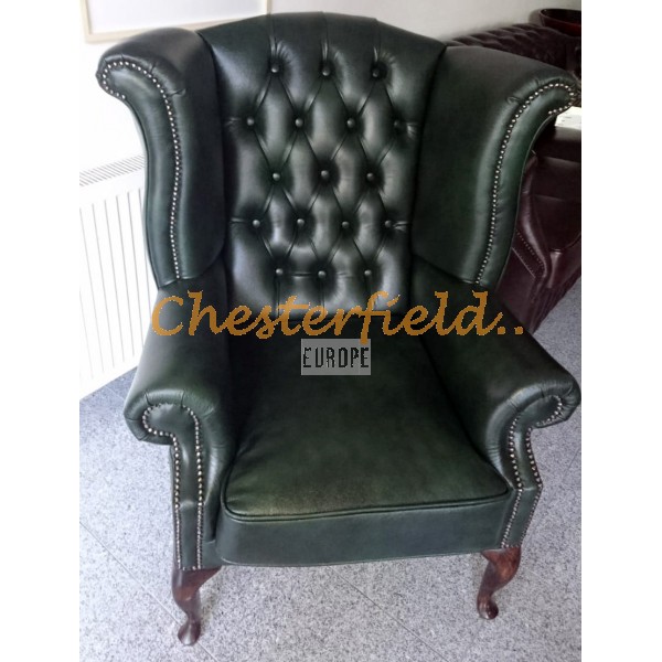 Kreslo-ušiak Chesterfield Queen Antik zelená