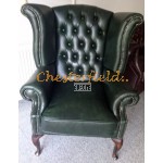 Kreslo-ušiak Chesterfield Queen Antik zelená