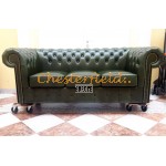 Chesterfield Classic XL pohovka pre 3 osoby Antik zelená A8