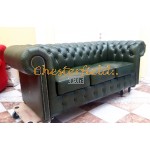 Chesterfield Classic XL pohovka pre 3 osoby Antik zelená A8