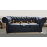 Chesterfield Classic XL pohovka pre 3 osoby Čierna K70