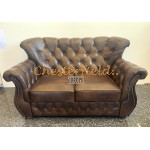 Chesterfield Monk pohovka pre 2 osoby Antik stredne hnedá A5M