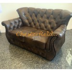 Chesterfield Monk pohovka pre 2 osoby Antik stredne hnedá A5M