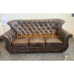 Chesterfield Monk pohovka pre 3 osoby Antik stredne hnedá A5M