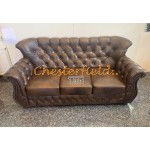 Chesterfield Monk pohovka pre 3 osoby Antik stredne hnedá A5M