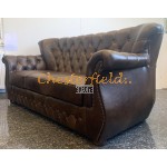 Chesterfield Monk pohovka pre 3 osoby Antik stredne hnedá A5M