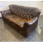 Chesterfield Monk pohovka pre 3 osoby Antik stredne hnedá A5M