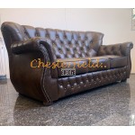 Chesterfield Monk pohovka pre 3 osoby Antik stredne hnedá A5M