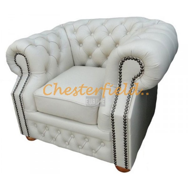 Kreslo Chesterfield Windsor Perleťovo biela