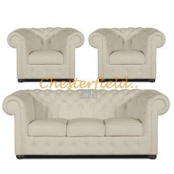 Chesterfield Classic 311 Perleťovo biela K2 sedacia súprava