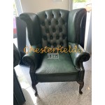 Kreslo-ušiak Chesterfield Queen Antik zelená