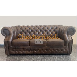 Chesterfield Windsor pohovka pre 3 osoby Antik stredne hnedá A5M